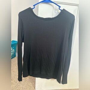 A New Day Cotton/Modal Blend Stretchy Long Sleeve Ribbed Black Tee XL